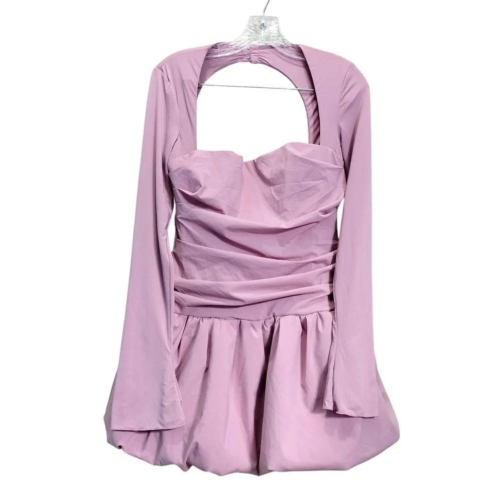 Oh Polly Viola Long Sleeve Bubble Hem Mini Dress Mauve Pink | Size 12 / US 8 | C